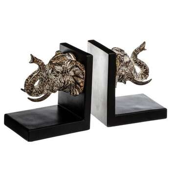 Knygų stovai ATMOSPHERA Elephant, juodi, 2 vnt, 9x13x22,5 cm